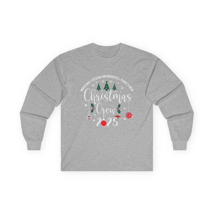 Vegan Christmas Crew 2025 Long Sleeve Tee — Holiday Family Matching Shirt