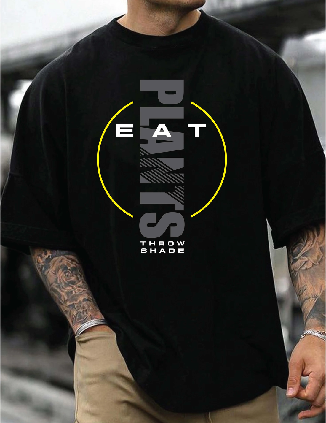 Graphic Tee — "Eat Plants Throw Shade" Vertical Typography Tee