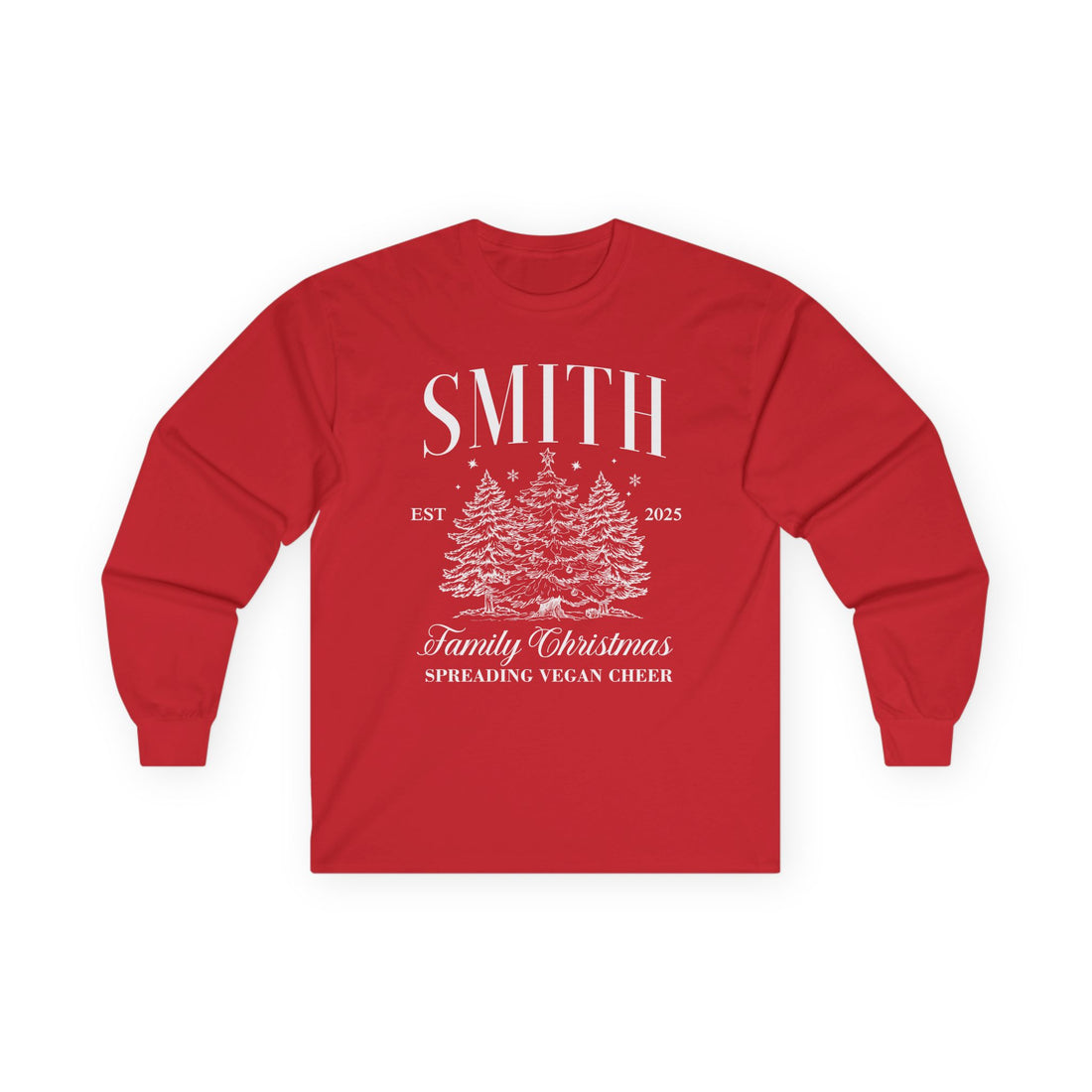 Personalized Family Christmas Long Sleeve Tee - "Spread Vegan Cheer"