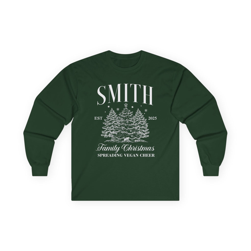 Personalized Family Christmas Long Sleeve Tee - "Spread Vegan Cheer"