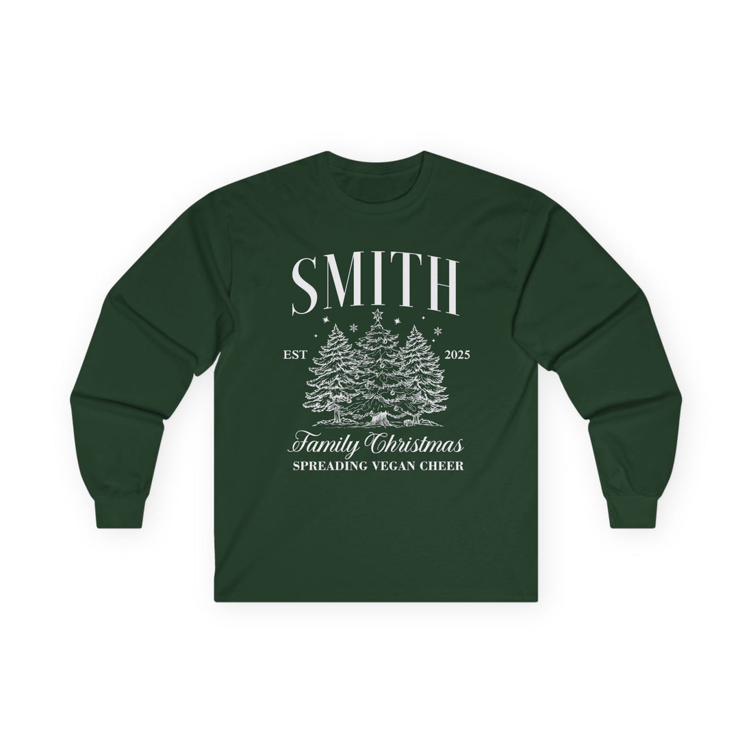 Personalized Family Christmas Long Sleeve Tee - "Spread Vegan Cheer"